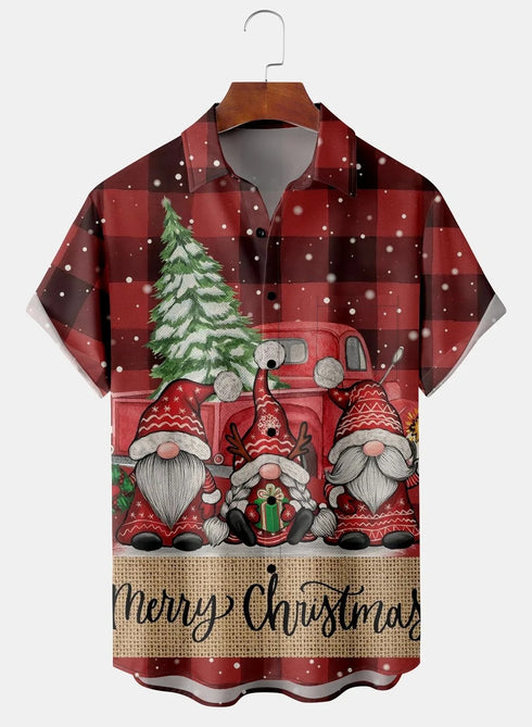 Men's Christmas Funny Graphic Short Sleeve Hawaiian Shirt